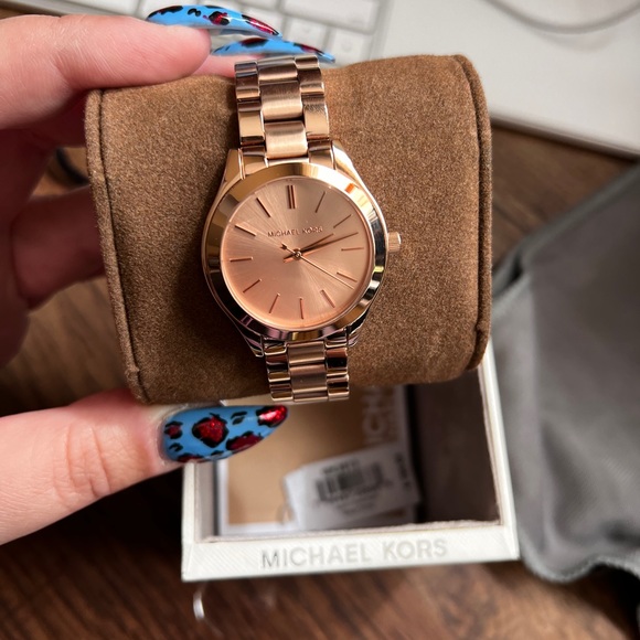 Michael Kors Slim Runway Chronograph Quartz Rose Gold Watch MK3513 - Picture 12 of 14